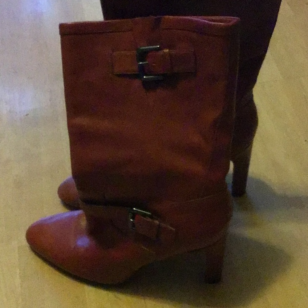 VIA SPIGA red leather heeled motor chick boots us women's size 8 EUC